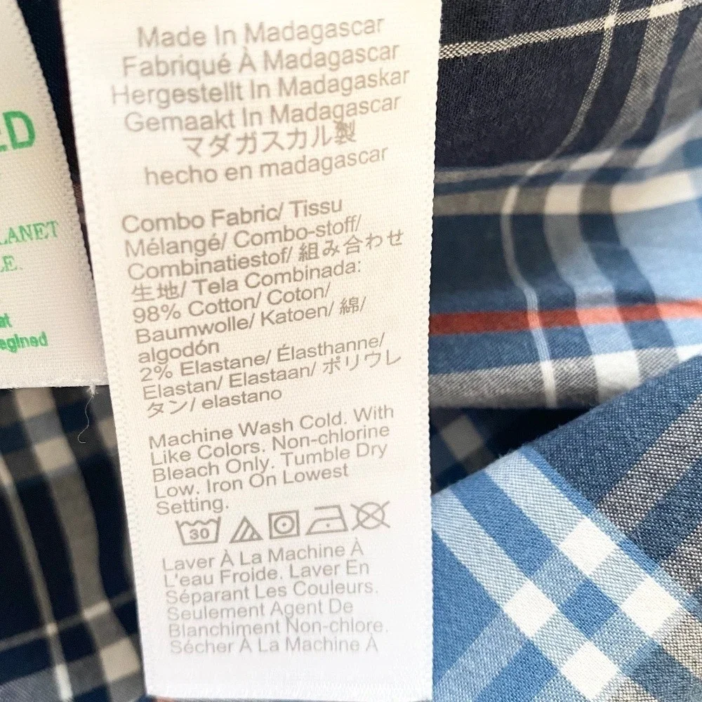 J.Crew Button Down Shirt Flex Washed Slim Plaid, Mens M Blue‎ BB716